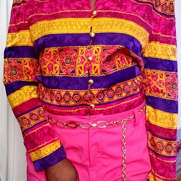 Vintage Jewel Color silk blouse - Picture 5 of 5